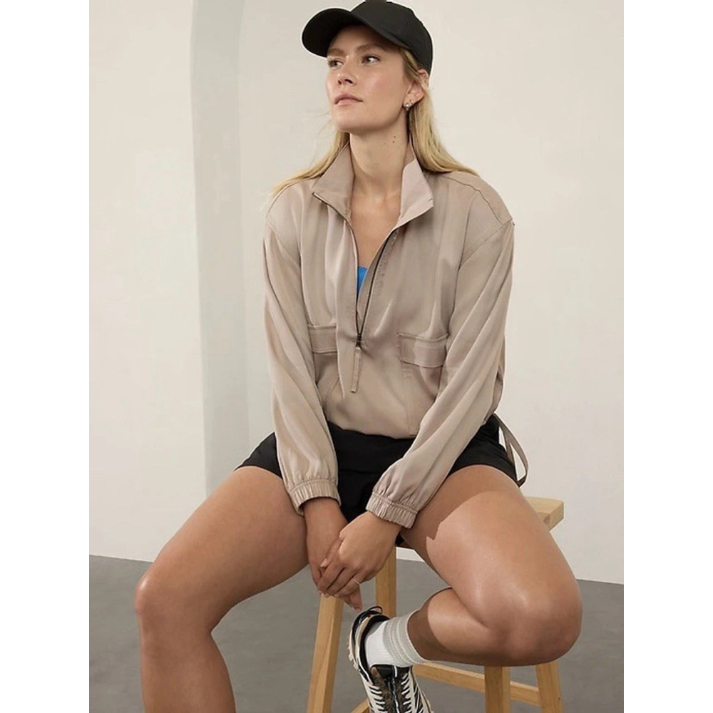 NWT Athleta Womens Jacket Top Celestial Utility Popover Feather Beige Sz. S